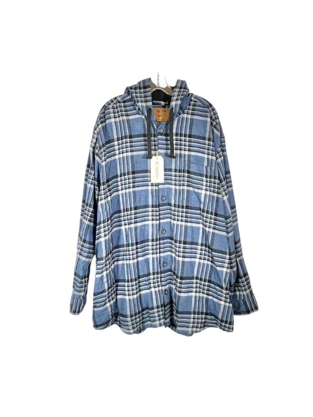 Outdoor Life Men XXL Hooded Flannel Shirt Jacket Blue Plaid NWT $65